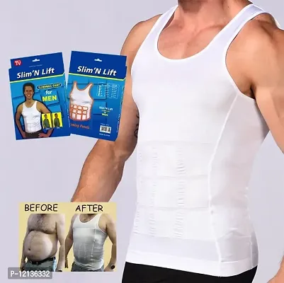 White Cotton Blend Gym Vest For Men-thumb0