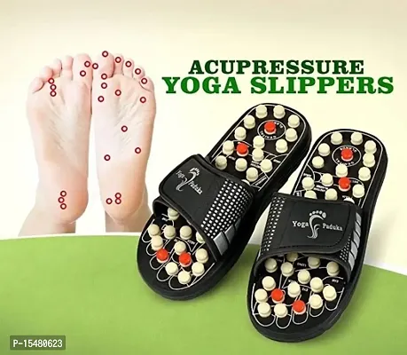 Manual Spring Acupressure and Magnetic Therapy Acupressure Paduka Slippers for Full Body Blood Circulate Size 6- 7-8-9-10 black color