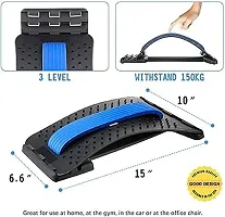 Back Stretching Device | Back Massager for Bed  Chair  Car | Multi-Level Lumbar Support Stretcher Spinal | Lower and Upper Muscle Pain Relief(Black/Blue)-thumb3