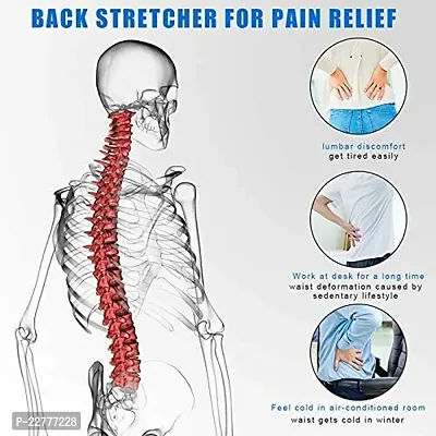 Back Stretching Device | Back Massager for Bed  Chair  Car | Multi-Level Lumbar Support Stretcher Spinal | Lower and Upper Muscle Pain Relief(Black/Blue)-thumb2