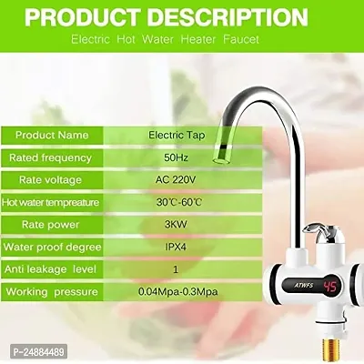 Gvv International Electric Water Heater And Tankless Fast Water Heating Tap Instant Hot Kitchen Faucet - with Digital Display-thumb2