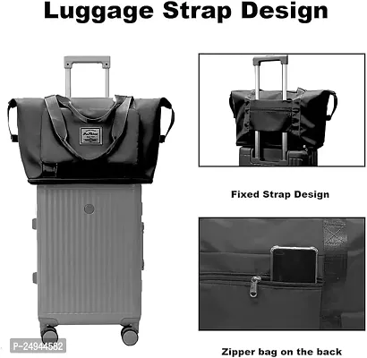 Gvv   Nylon   Travel Duffle Bag Expandable Folding Travel Bag for Women, Lightweight Waterproof Carry Luggage Bag for Travel (Black)-thumb4