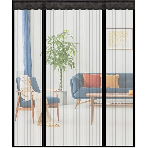 Mesh Magnetic Mosquito Screen Door Net Curtain with Magnets Reinforced Polyester Curtain Back Door with Full Frame Hook  Loop