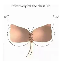 Gvv Butterfly Bra Push Ups | Silicone Sticky Bra Backless(Beige) Pack Of 1-thumb1