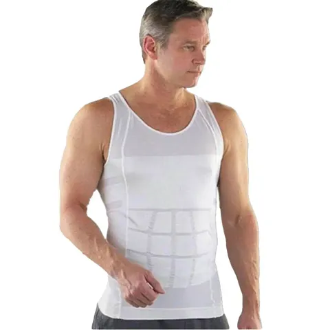 LONG TIME Slimming Tummy Tucker Vest Men's and Boy's Undershirt for Multi Purpose (Office, Gym, Running Every Time - ColorMulti-Purpose White)