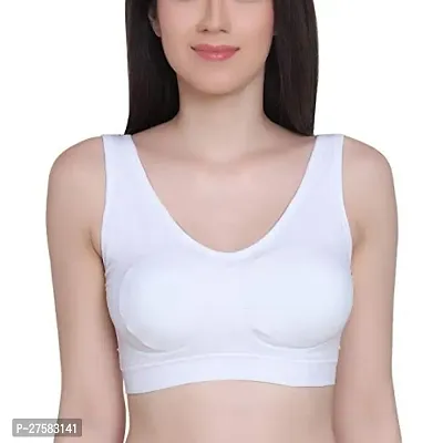 Women's Nylon Spandex Non Padded Non-Wired Air Sports Bra (pack of 1) white