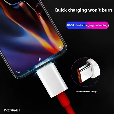 SB USB Type C Cable 1 m 6A VOOCDARTWrapfast charging upto 65W Wire USBC Charger Data cable OPWR6 Compatible with Type C PORT MOBILE PHONES Red One Cable-thumb3