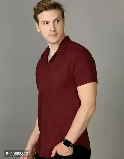 Reliable Red Cotton Short Sleeve Casual Shirts For Men-thumb0