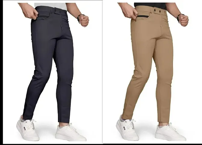 Stylish Solid Trouser For Men Pack Of 2