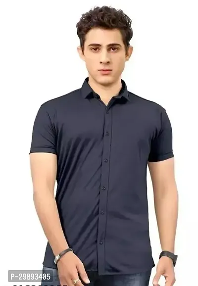 Reliable Black LYCRA Short Sleeve Casual Shirts For Men-thumb0