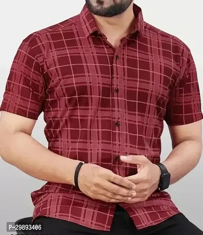 Reliable Red Cotton Short Sleeve Casual Shirts For Men