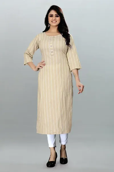 Straight Striped Poly Kurta For Women