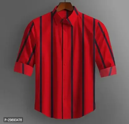 Reliable Red Cotton Full Sleeve Casual Shirts For Men-thumb0