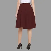 FC STUDIO Women's & Girls' High Flared Skirt (S, Maroon)-thumb3