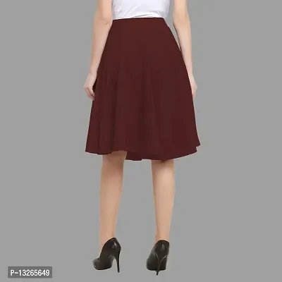 FC STUDIO Women's & Girls' High Flared Skirt (S, Maroon)-thumb4