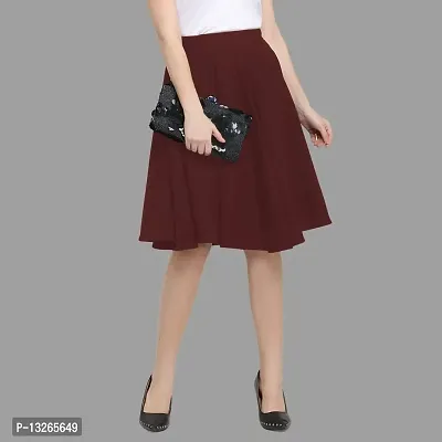 FC STUDIO Women's & Girls' High Flared Skirt (S, Maroon)-thumb2