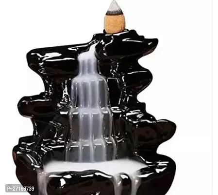 Stylish Backflow Dropping Smoke Fountain Incense Holder With 10 Scented Backflow Incense Cone Sticks-thumb0