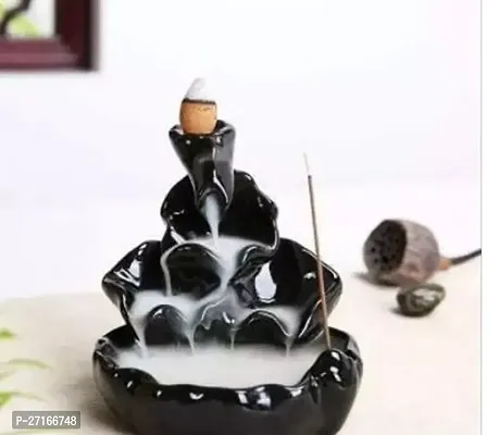 Stylish Polyresin Backflow Smoke Fountain With 10 Scented Cone Incense Holder-thumb0