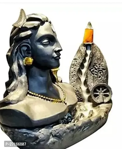 Stylish Black Adiyogi Smoke Fountain In Incense Sticks Statue Home Decor Item, Office Table Show Piece-thumb0