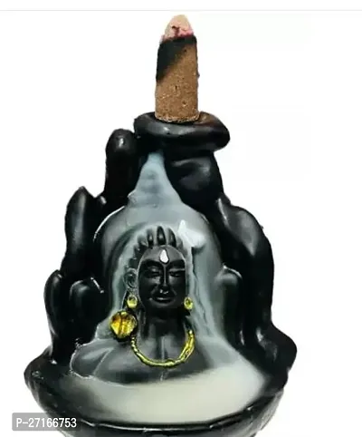 Stylish Present Lord Shiva Adiyogi Shiva Backflow Smoke Fountain Incense Holder Burner With 11 Backflow Incense Cones Sticks-thumb0