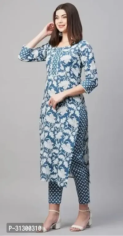 Stylish Cotton Blend Printed Kurta Bottom Set for Women-thumb2