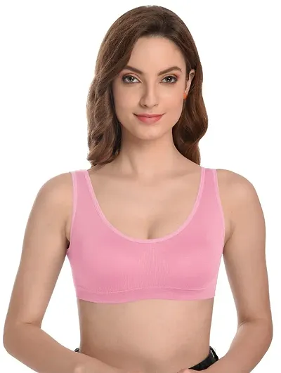 SH ENTERPRISE URV Online MART Women's 95% and 5% Spendex, Non-Padded, Non-Wired Air Sports Bra (Color:- Pink) (Pack of 1) (Size:- 34)