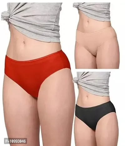 Women Silk Solid Hipster Briefs Combo Set of 3