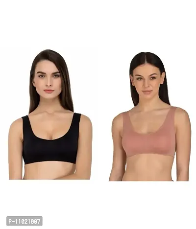 Women Cotton Non Padded Non-Wired Air Sports Bra-2pcs-thumb0