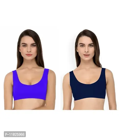 Women Cotton Non Padded Non-Wired Air Sports Bra-2pcs