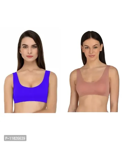 Women Cotton Non Padded Non-Wired Air Sports Bra-2pcs