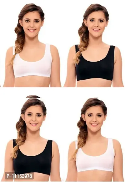 Women Cotton Non Padded Non-Wired Air Sports Bra-4-pcs-