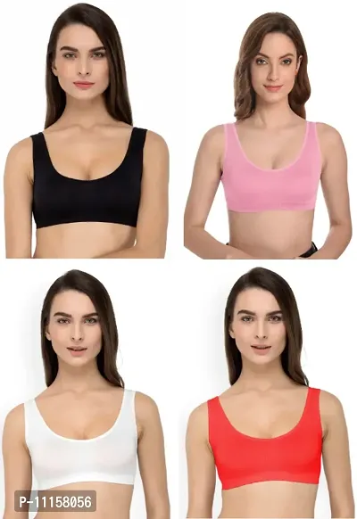 Women Cotton Non Padded Non-Wired Air Sports Bra-4-pcs-thumb0