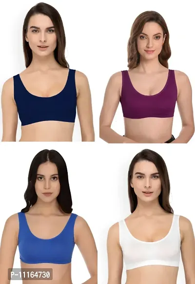 Women Cotton Non Padded Non-Wired Air Sports Bra-4-pcs-19