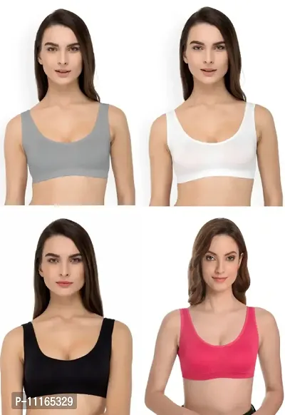 Women Cotton Non Padded Non-Wired Air Sports Bra-4psc-27