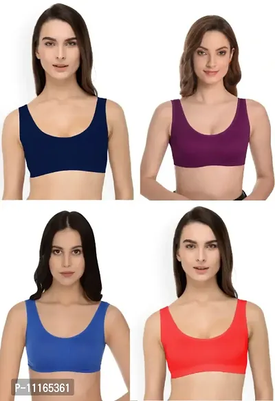 Women Cotton Non Padded Non-Wired Air Sports Bra-4psc-28-thumb0