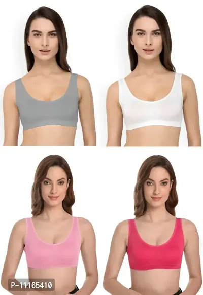 Women Cotton Non Padded Non-Wired Air Sports Bra-4psc-30