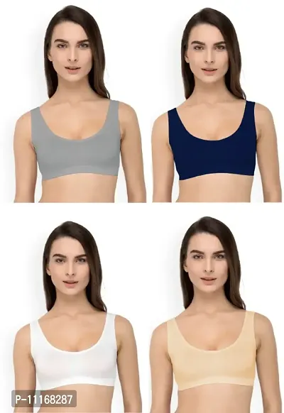 Women Cotton Non Padded Non-Wired Air Sports Bra-4psc-64