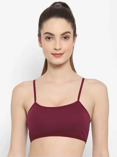 Cotton Solid Sports Bra for Women