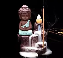 Hand Crafted Blue Buddha  Gold Ganesh Combo Backflow Waterfall Smoke Fountain with 30 Smoke Cone. Idols  Figurines-thumb2