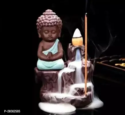 Hand Crafted Blue Buddha  Gold Ganesh Combo Backflow Waterfall Smoke Fountain with 30 Smoke Cone. Idols  Figurines-thumb3