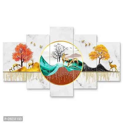 Stylish Multicoloured Wooden Set Of Five Framed Wall Stickers For Home Decoration