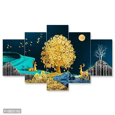 Stylish Multicoloured Wooden Set Of Five Framed Wall Stickers For Home Decoration