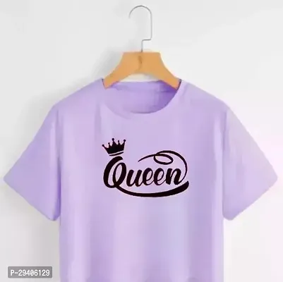 Stylish Purple Cotton Printed Tshirt For Women-thumb0