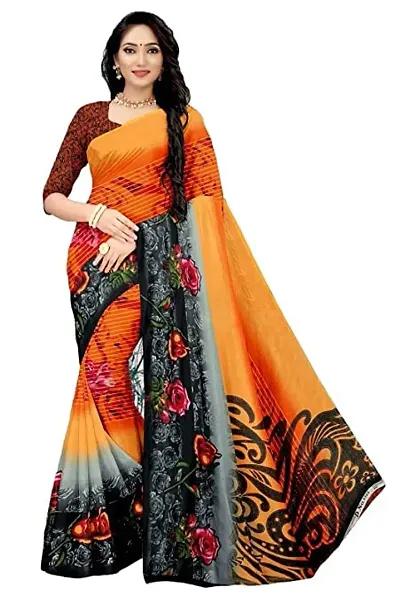 Mahaveer Saree Latest Women's Georgette Saree with Blouse piece (Light Pink)