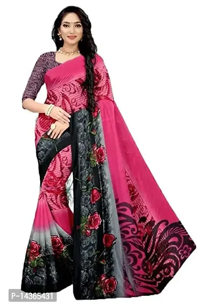 Mahaveer Saree Latest Women's Georgette Printed Saree with Blouse piece (Light Pink)