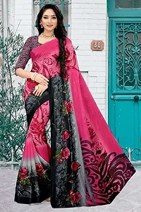 Mahaveer Saree Latest Women's Georgette Printed Saree with Blouse piece (Light Pink)-thumb1