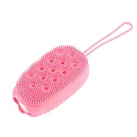 Chibro Double Sided Bathroom Bath Brush For Kids Silicone Bristle Scrubbing Shower Body Cleaning Massager Remove Dead Skin Hanging Tool (Pack of 1) - Multi color.-thumb4