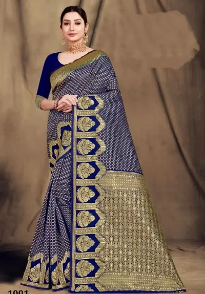 Fancy Banarasi Silk Saree-blue