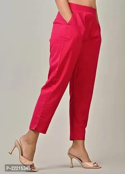 RAKSHITAFASHIONS Womens/Girls Regular Fit Casual Cotton Trouser Pants (M, Pink)-thumb3