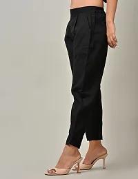 Rakshita Fashions Womens/Girls Regular Fit Casual Cotton Solid Trouser Pants(Pack of 2) (Medium, Black-Red)-thumb2